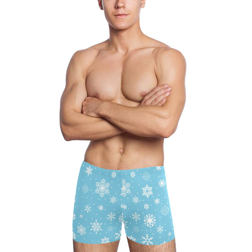 Snowflake pattern blue background Men's Swimming Trunks