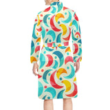 Colorful Maple Leaf pattern Men's Long Sleeve Belted Night Robe