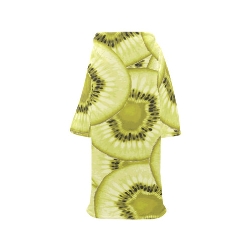 Sliced kiwi pattern Blanket Robe with Sleeves