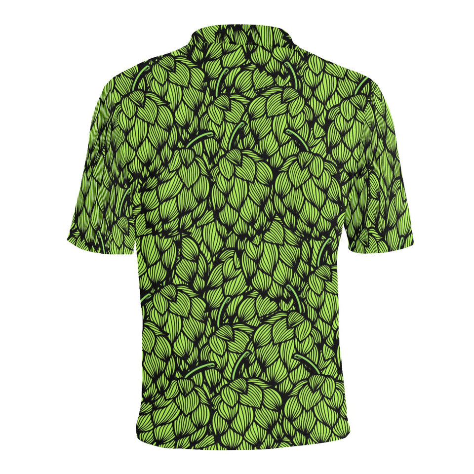 Green hop pattern Men's All Over Print Polo Shirt