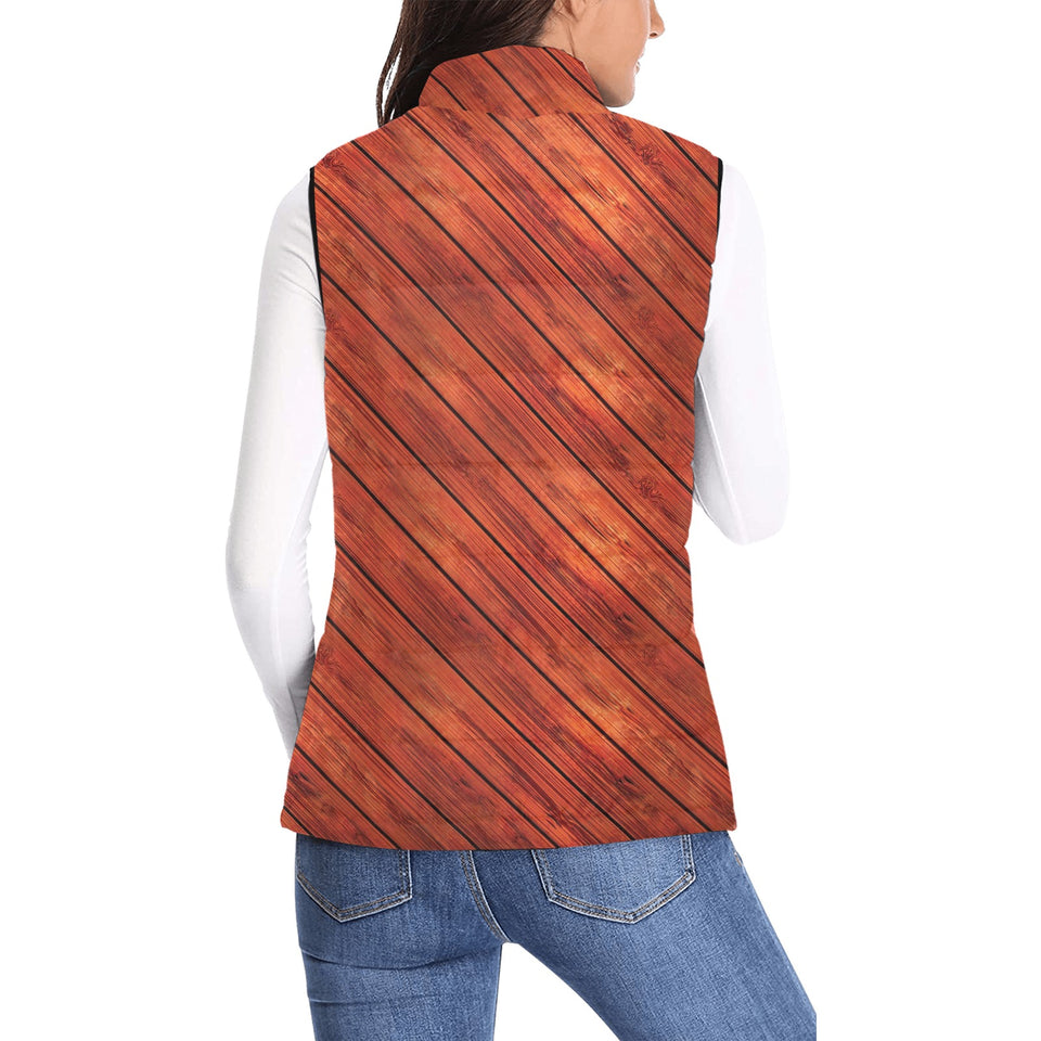 Wood Printed Pattern Print Design 03 Women's Padded Vest