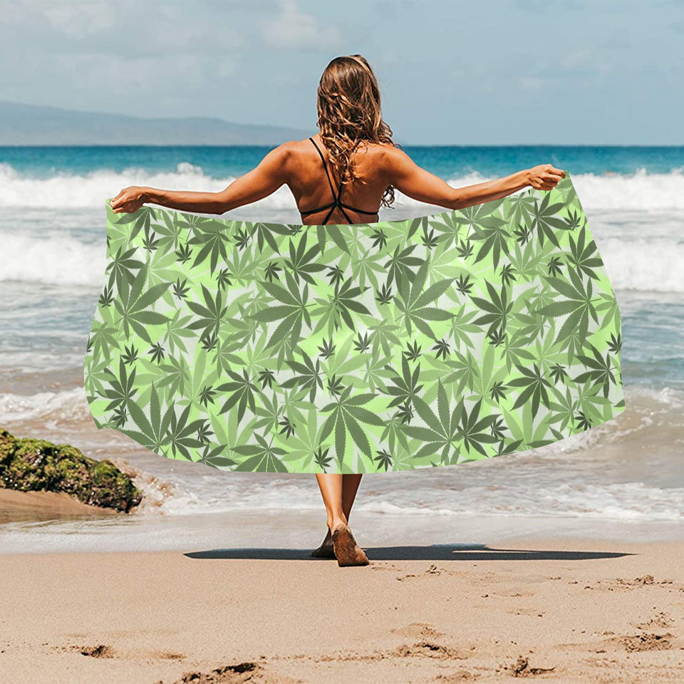 Canabis Marijuana Weed Pattern Print Design 01 Beach Towel