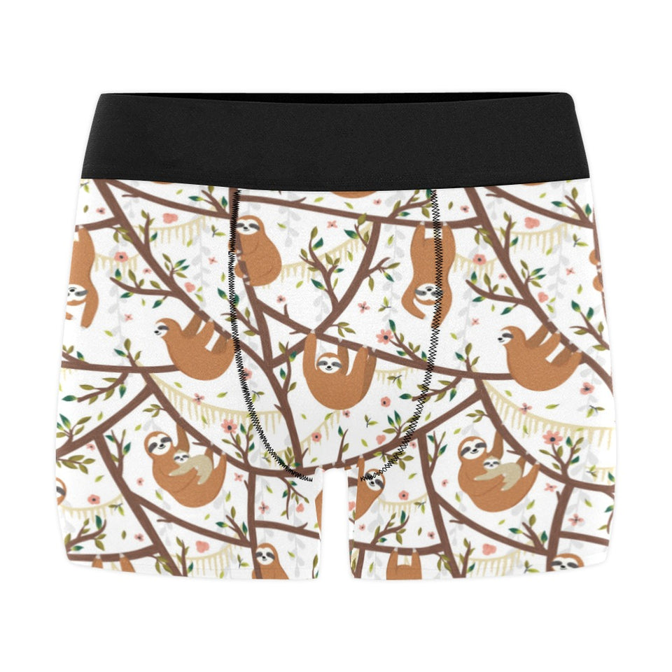 Sloths hanging on the tree pattern Men's All Over Print Boxer Briefs Men's Underwear