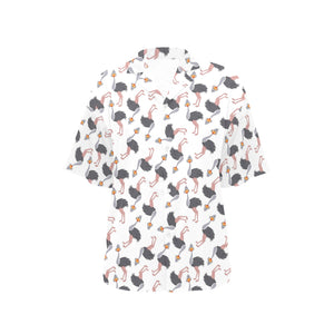 Ostrich Pattern Print Design 02 Women's All Over Print Hawaiian Shirt