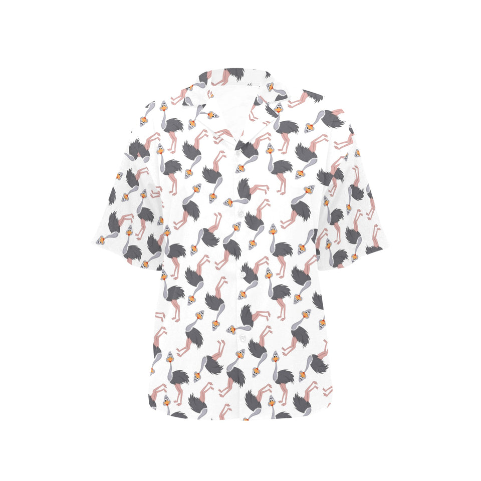 Ostrich Pattern Print Design 02 Women's All Over Print Hawaiian Shirt