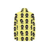 Cute ninja yellow background Women's Long Sleeve Polo Shirt