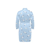 Seagull Pattern Print Design 02 Men's Long Sleeve Belted Night Robe