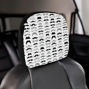 Mustache Beard Pattern Print Design 04 Car Headrest Cover