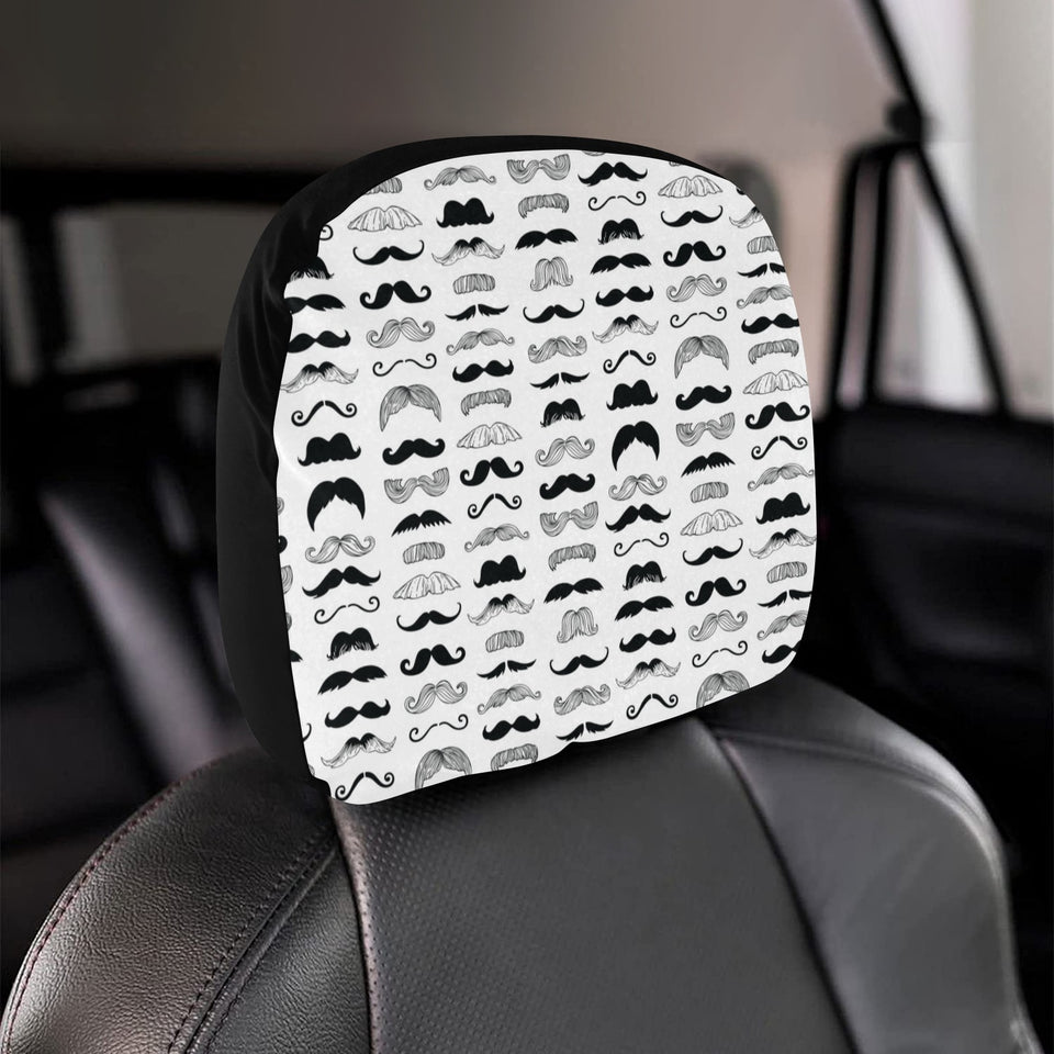 Mustache Beard Pattern Print Design 04 Car Headrest Cover