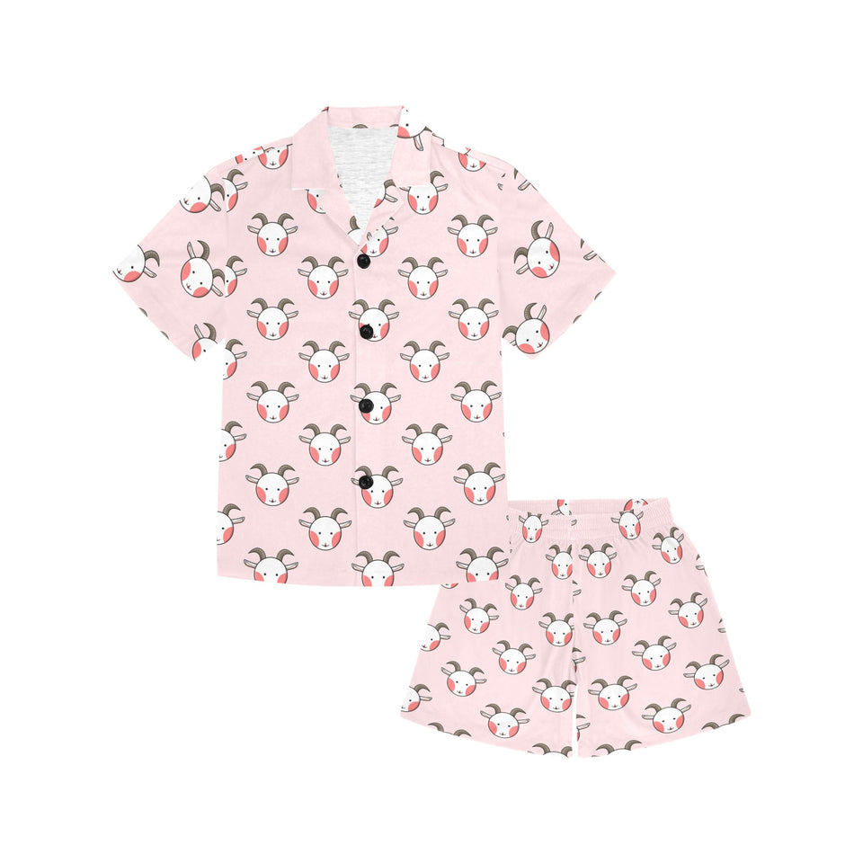 Cute goat pattern Kids' Boys' Girls' V-Neck Short Pajama Set