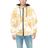 hand drawn orange fruit pattern Men's Padded Hooded Jacket