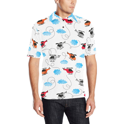 Watercolor helicopter cloud pattern Men's All Over Print Polo Shirt