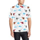 Watercolor helicopter cloud pattern Men's All Over Print Polo Shirt