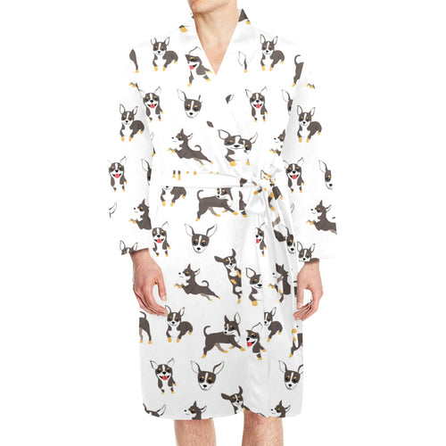 Chihuahua dog pattern Men's Long Sleeve Belted Night Robe