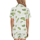 Cucumber sketch pattern Women's V-Neck Short Pajama Set