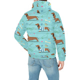 Dachshund decorative background Men's Padded Hooded Jacket