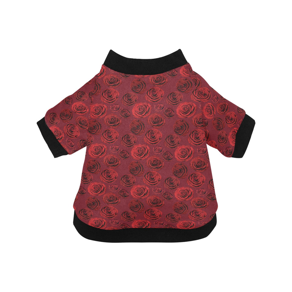 Rose Pattern Print Design 03 All Over Print Pet Dog Round Neck Fuzzy Shirt
