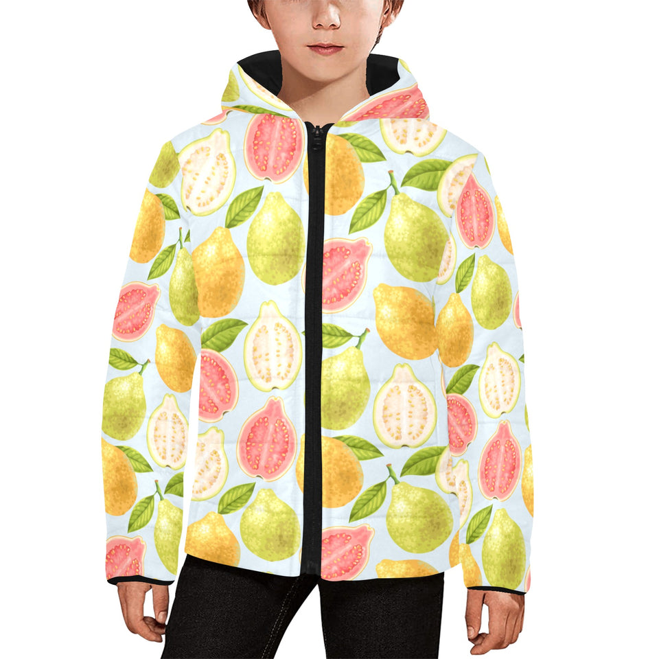 Guava design pattern Kids' Boys' Girls' Padded Hooded Jacket