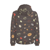 Coffee bean leave pattern Men's Padded Hooded Jacket
