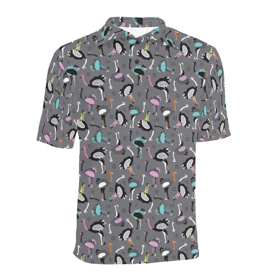 Ostrich Pattern Print Design 01 Men's All Over Print Polo Shirt