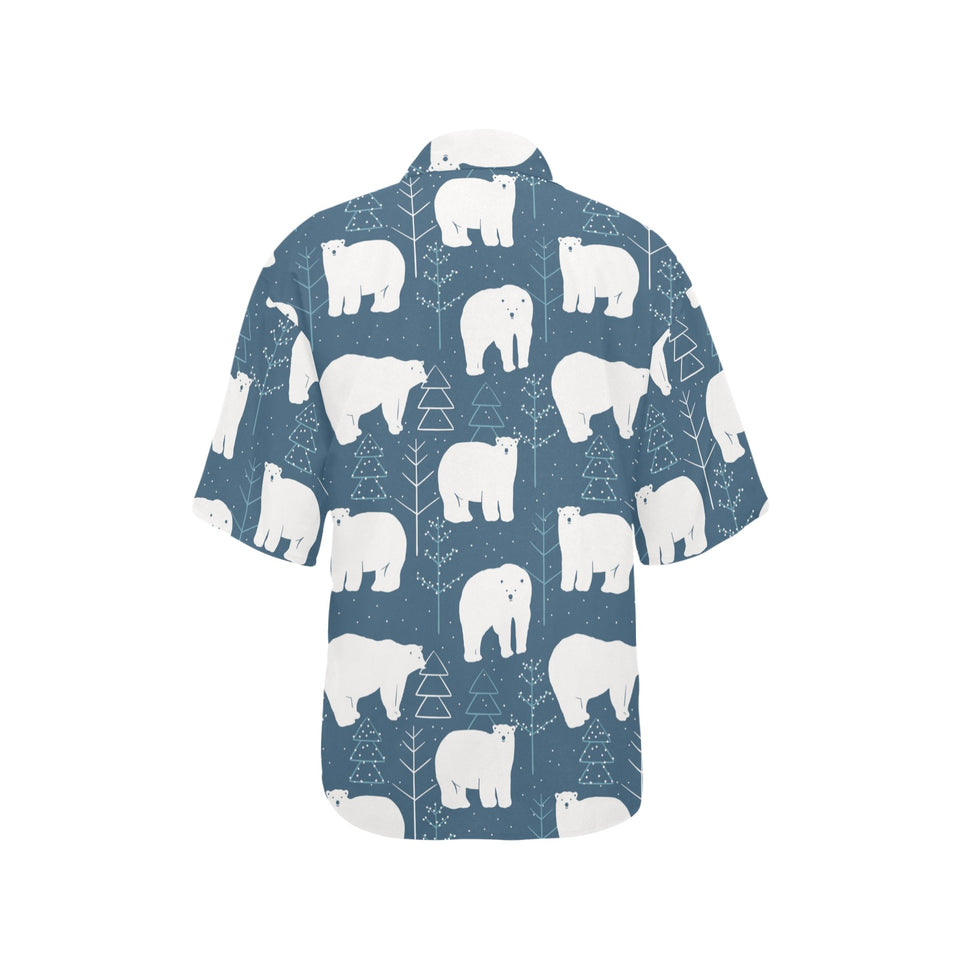 polar bear mother her child pattern Women's All Over Print Hawaiian Shirt