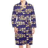 Beautiful japanese fan pattern Men's Long Sleeve Belted Night Robe