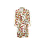 Red tulips and daffodils pattern Men's Long Sleeve Belted Night Robe