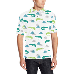 watercolor crocodile pattern Men's All Over Print Polo Shirt