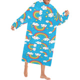 Rainbows Sky Clouds Pattern Blanket Robe with Sleeves