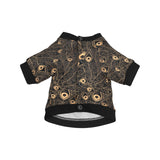 Gold peacock feather pattern All Over Print Pet Dog Round Neck Fuzzy Shirt