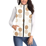 Gold Texture mushroom pattern Women's Padded Vest