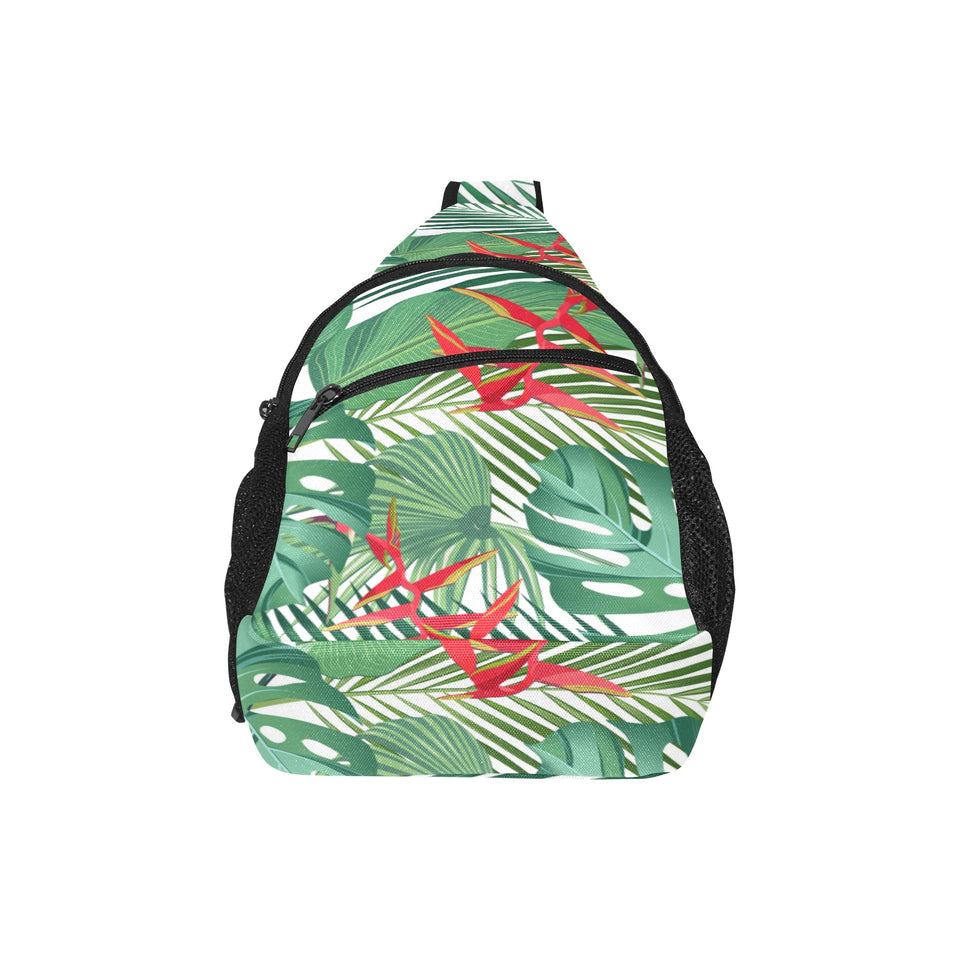 heliconia palm and monstera leaves pattern All Over Print Chest Bag