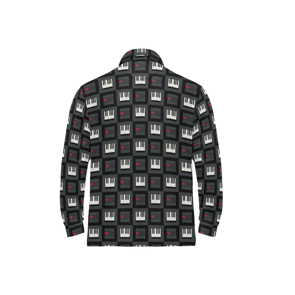 Piano Pattern Print Design 05 Men's Long Sleeve Polo Shirt