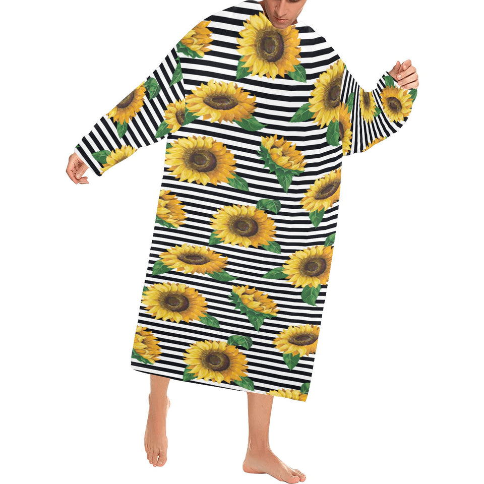 sunflowers ribbon background Blanket Robe with Sleeves