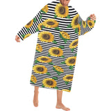 sunflowers ribbon background Blanket Robe with Sleeves