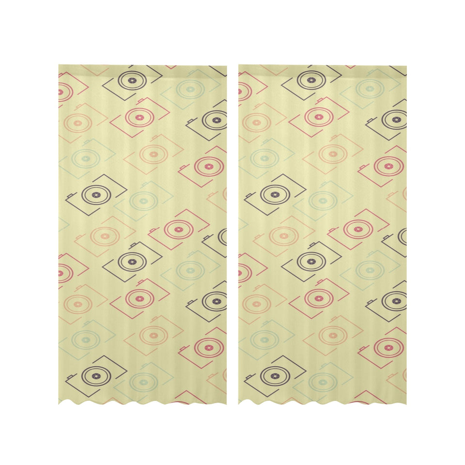Camera Pattern Print Design 01 Gauze Curtain