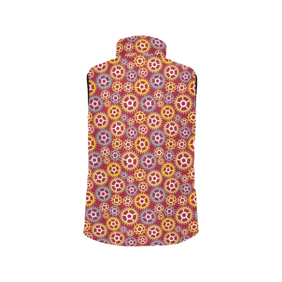 Gear Pattern Print Design 04 Women's Padded Vest