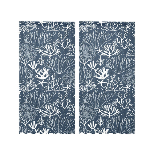 Coral Reef Pattern Print Design 05 Gauze Curtain