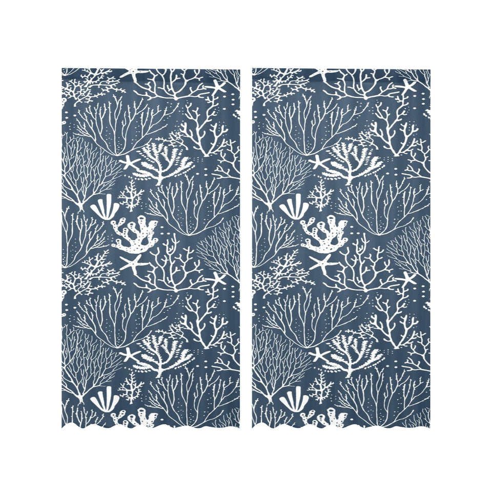 Coral Reef Pattern Print Design 05 Gauze Curtain