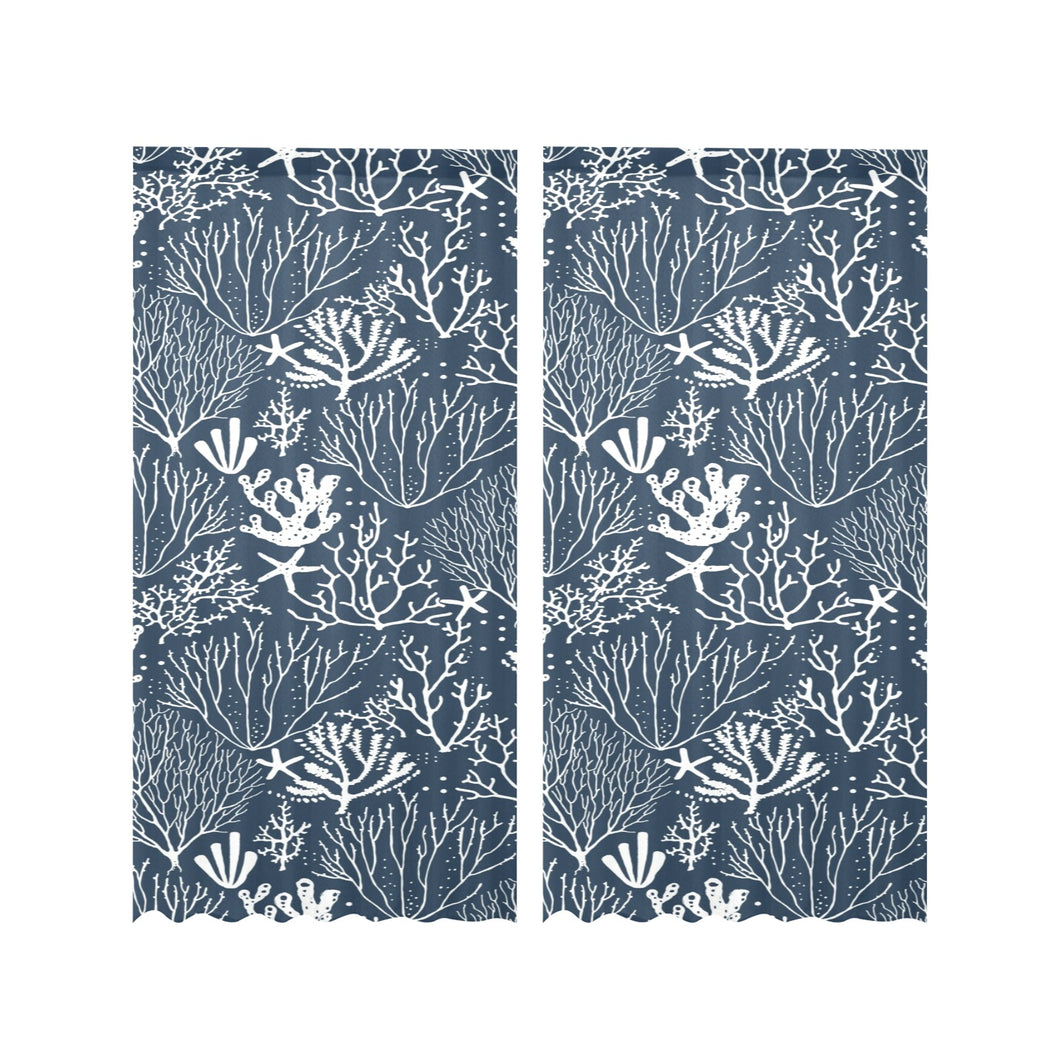 Coral Reef Pattern Print Design 05 Gauze Curtain