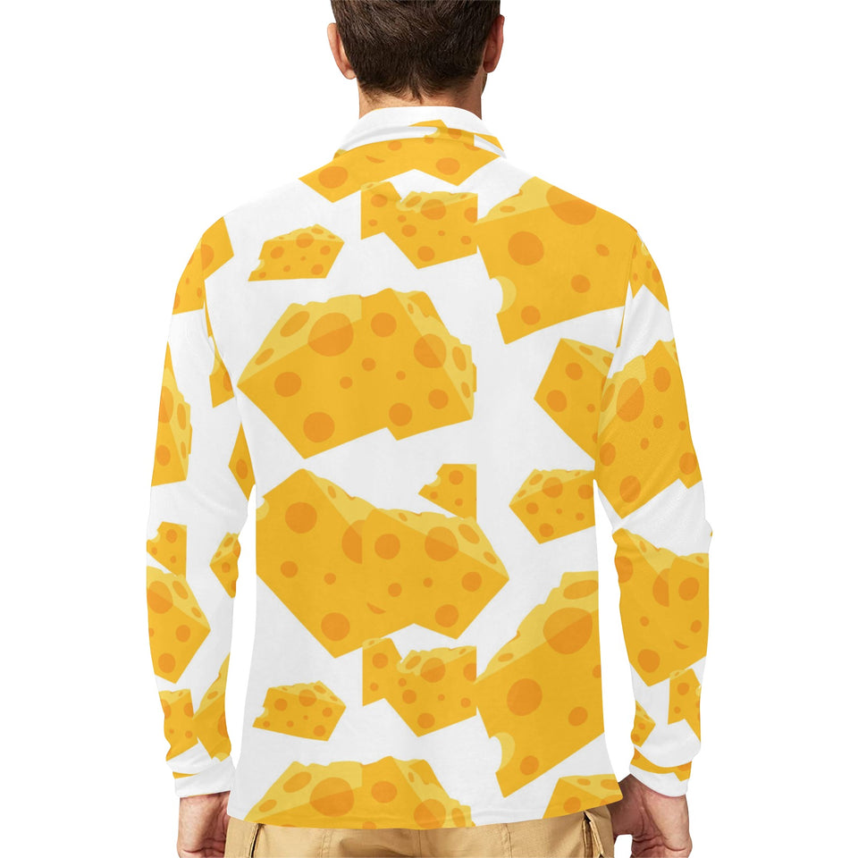 Cheese slice pattern Men's Long Sleeve Polo Shirt