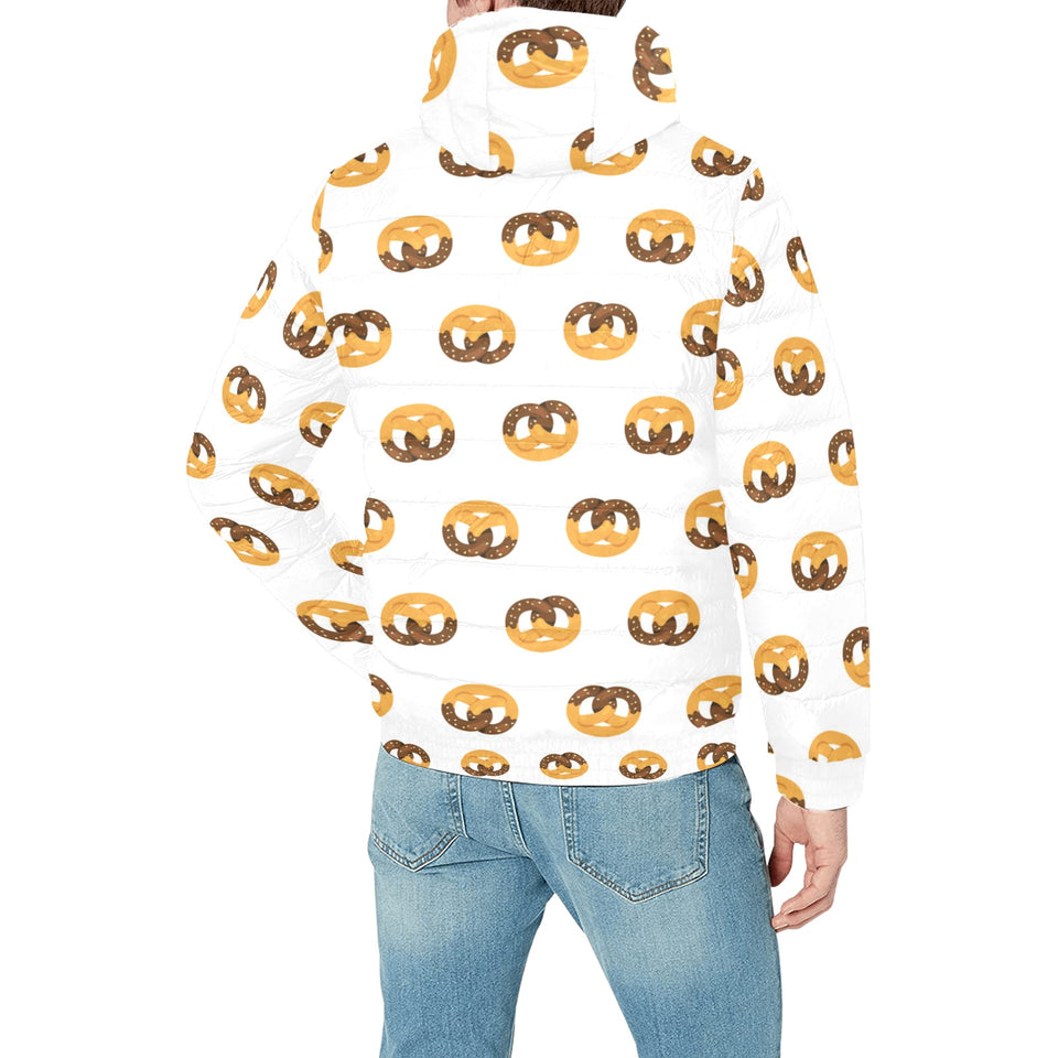 Pretzels Pattern Print Design 02 Men's Padded Hooded Jacket