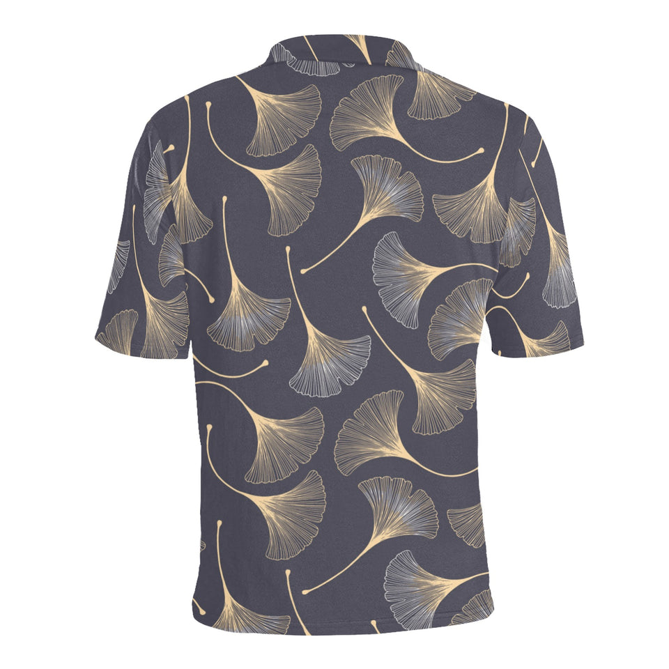 Gold ginkgo leaves Men's All Over Print Polo Shirt