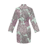 Spider web cobweb design color pattern Women's Long Sleeve Belted Night Robe