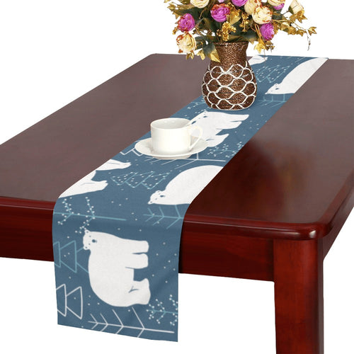 polar bear mother her child pattern Table Runner