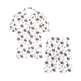 Ostrich Pattern Print Design 02 Men's V-Neck Short Pajama Set