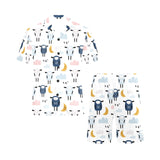 Cute sleeping sheep moon cloud pattern Men's V-Neck Short Pajama Set