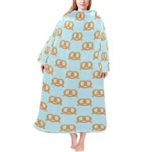 Pretzels Pattern Print Design 03 Blanket Robe with Sleeves