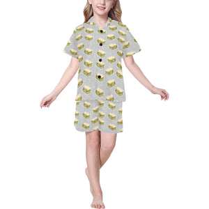 Sandwich Pattern Print Design 05 Kids' Boys' Girls' V-Neck Short Pajama Set