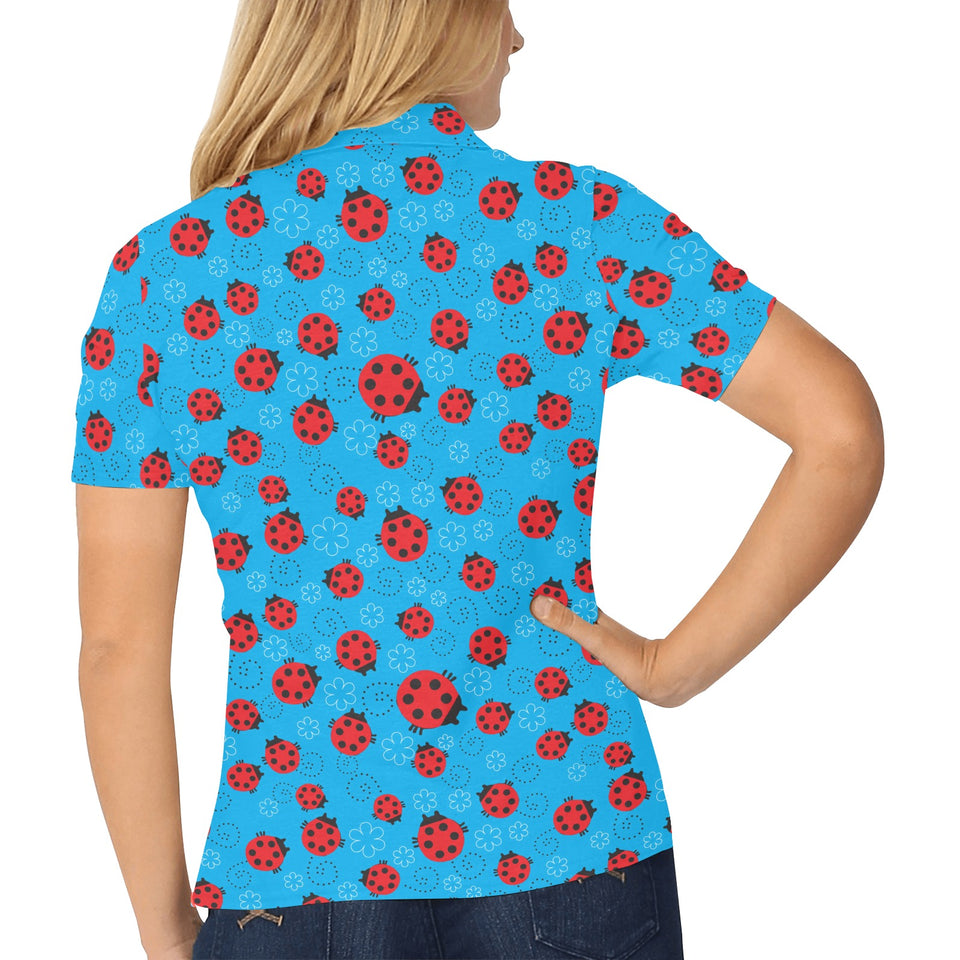 Ladybug Pattern Print Design 02 Women's All Over Print Polo Shirt